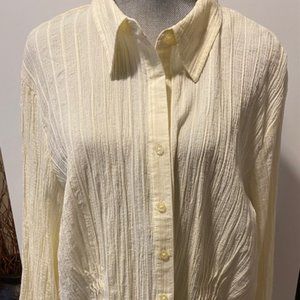 Venezia Woman's Long Sleeve Wide Cuff Blouse - Off White & Gold - 22/24